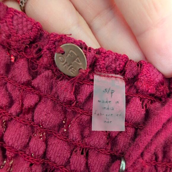 Free People Adella Crochet Maxi Slip Dress Womens Small Red Boho Festival - Picture 10 of 13